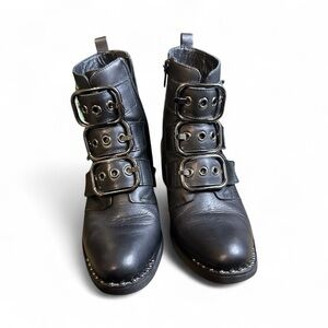 Jeffrey Campbell Black Buckle Ankle Boots